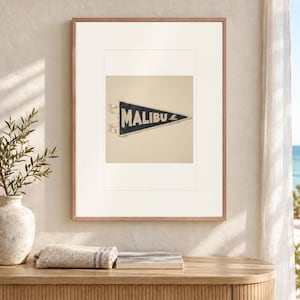 Malibu Surf Pennant Art Print, Framed or Unframed Coastal Poster image 2