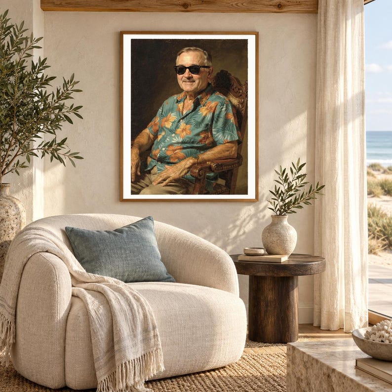 Harry S. Truman Surfer Kunstdruck | Lustiges Präsidentenporträt im Hawaiihemd (Digitaler Download) Bild 5