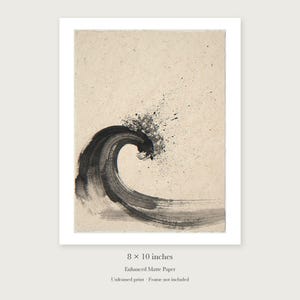 Curling Wave Ink Style unframed 8 by 10 inch print on enhanced matte paper, shown with its white paper border.