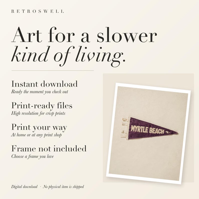 RetroSwell digital download details: instant download, print-ready high-resolution files, print at home or at any print shop. Frame not included.