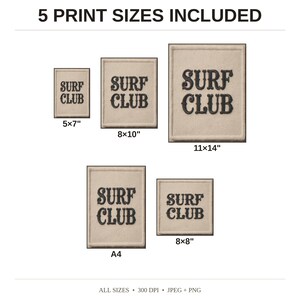 Surf Club Embroidered Patch Print - available print sizes: 5x7, 8x10, 11x14, A4, and square