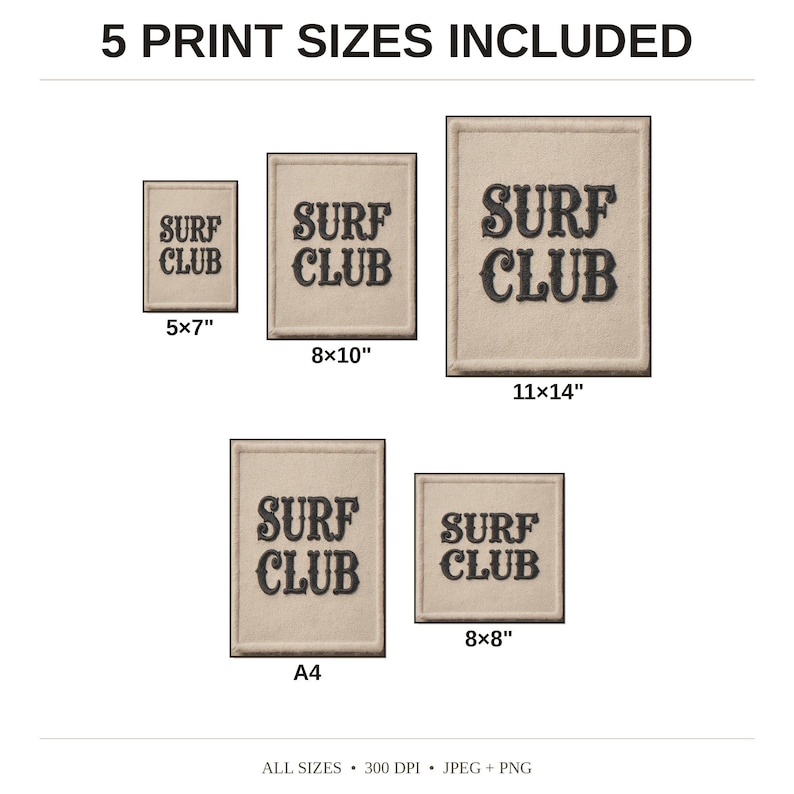 Surf Club Embroidered Patch Print - available print sizes: 5x7, 8x10, 11x14, A4, and square