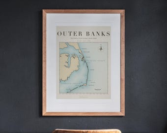 Mapa de surf de Outer Banks / Impresión de rompientes de surf de OBX (Descarga digital)