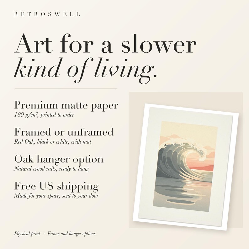 Pastel Curling Wave Nursery Art Print, Framed or Unframed Coastal Baby Room Poster image 11