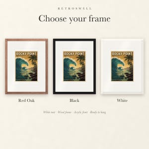 Rocky Point Surf Travel Poster, Framed or Unframed Vintage Style Coastal Print image 4