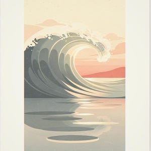 Pastel Curling Wave Nursery Art Print, Framed or Unframed Coastal Baby Room Poster image 10