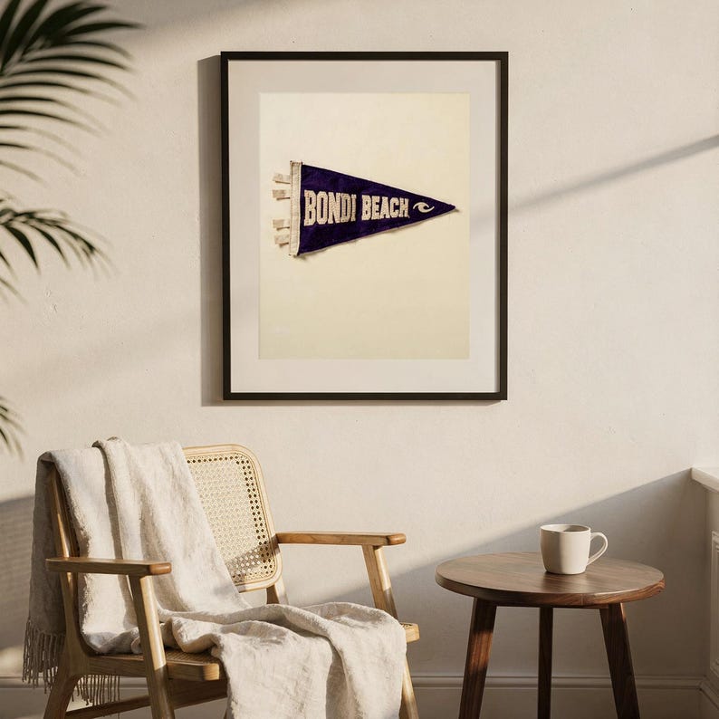 Bondi Beach, Sydney, Australia Surf Pennant Print | Vintage Felt Pennant Art | Beach House Decor | Retro Surf Wall Art | Printable Digital D image 7