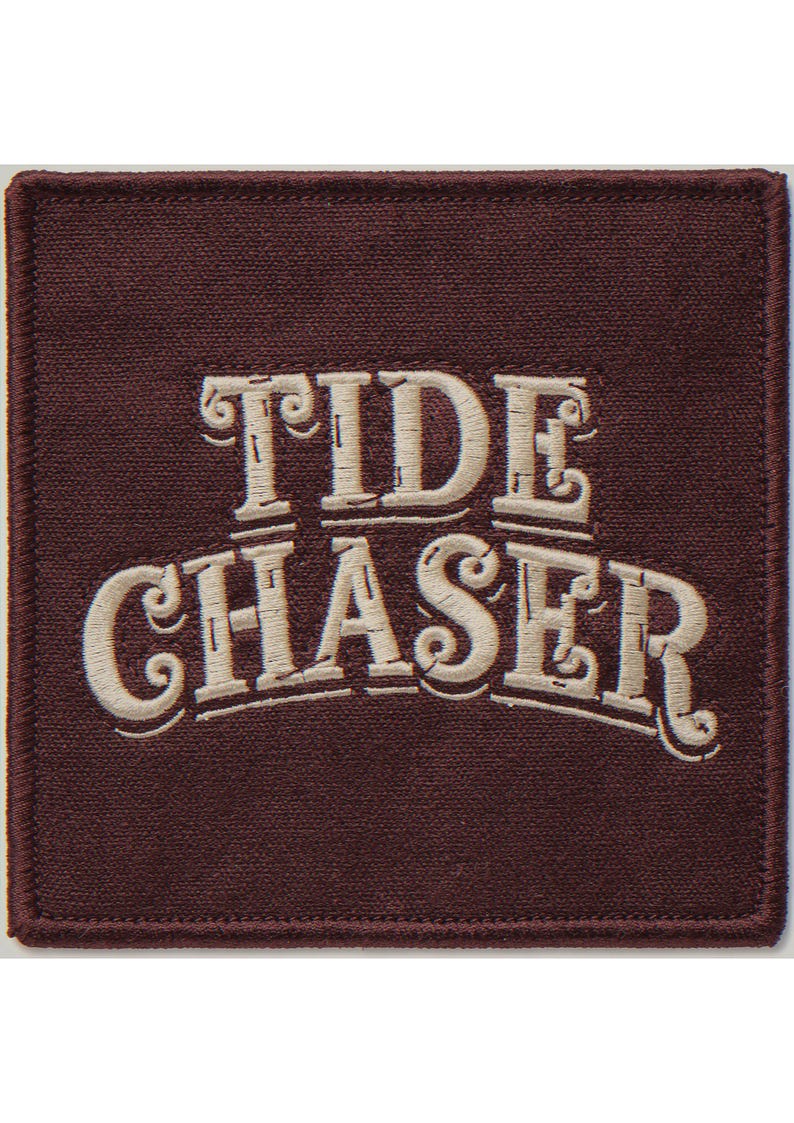 Tide Chaser embroidered-style patch unframed printed artwork and full composition with its paper border.