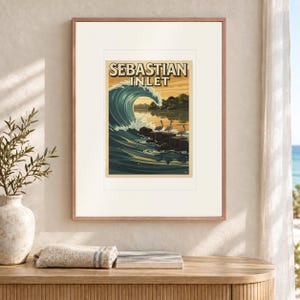Póster de viaje de surf de Sebastian Inlet, lámina costera de estilo vintage con o sin marco. imagen 12