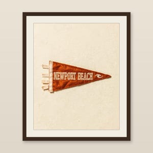 Newport Beach, California Surf Pennant Print | Vintage Felt Pennant Art | Beach House Decor | Retro Surf Wall Art | Printable Digital Downlo image 1