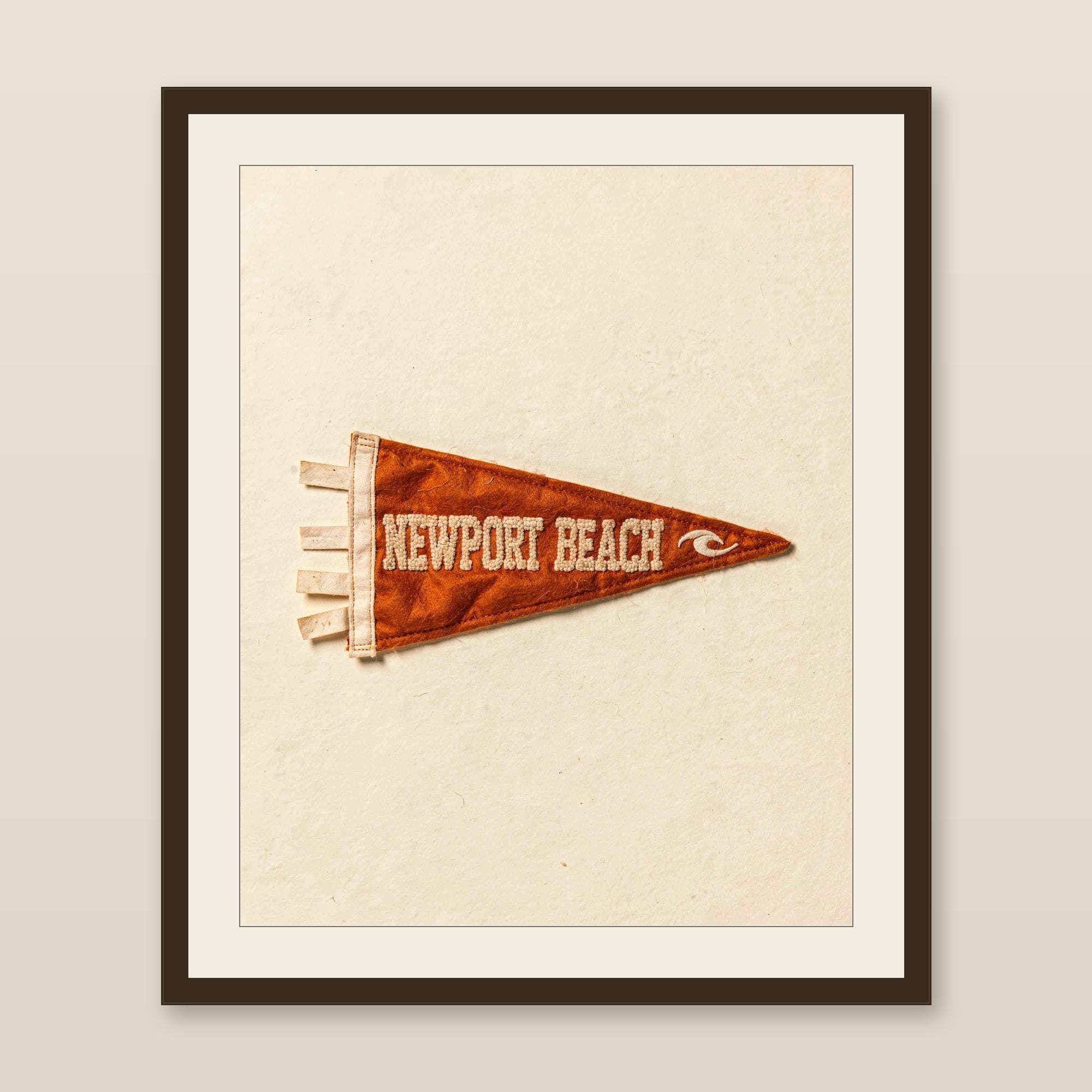 Newport Beach, California Surf Pennant Print | Vintage Felt Pennant Art | Beach House Decor | Retro Surf Wall Art | Printable Digital Downlo