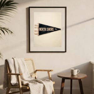 North Shore, Oahu, Hawaii Surf Pennant Print | Vintage Felt Pennant Art | Beach House Decor | Retro Surf Wall Art | Printable Digital Downlo image 7