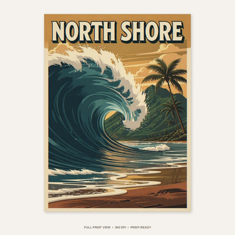 North Shore Hawaii Surf Poster