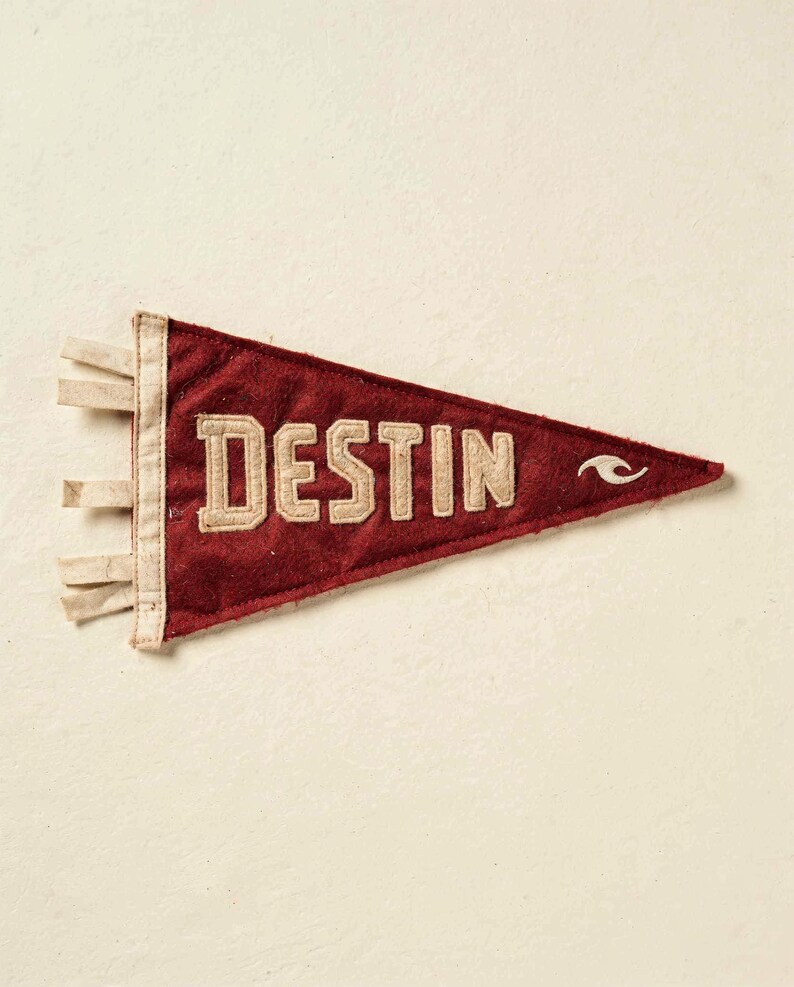 Destin, Florida Surf Pennant Print | Vintage Felt Pennant Art | Beach House Decor | Retro Surf Wall Art | Printable Digital Download image 2