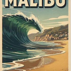 Malibu Surf full artwork and composition, shown flat without a room setting.