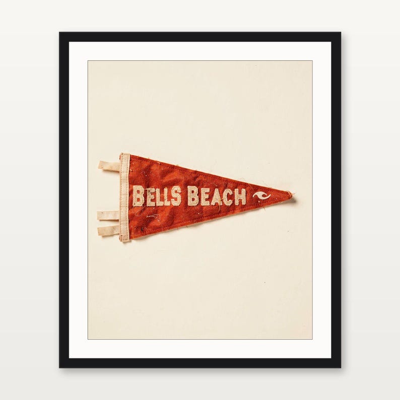 Estampado de banderín de surf de Bells Beach, Victoria, Australia / Arte de banderín de fieltro vintage / Decoración para casa de playa / Arte mural retro de surf / Impresión digital imagen 3