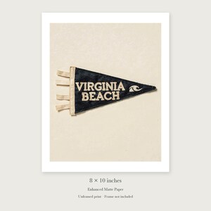 Virginia Beach Surf Pennant unframed 8 by 10 inch print on enhanced matte paper, shown with its white paper border.