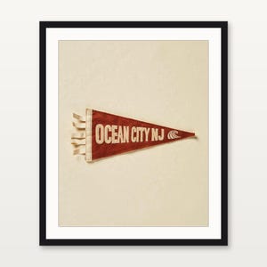 Ocean City, New Jersey Surf Pennant Print | Vintage Felt Pennant Art | Beach House Decor | Retro Surf Wall Art | Printable Digital Download image 3