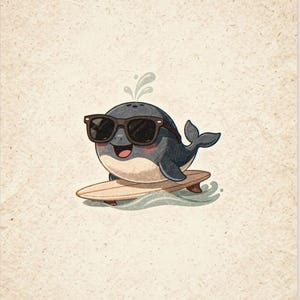 Whale Surfing full artwork and composition, shown flat without a room setting.