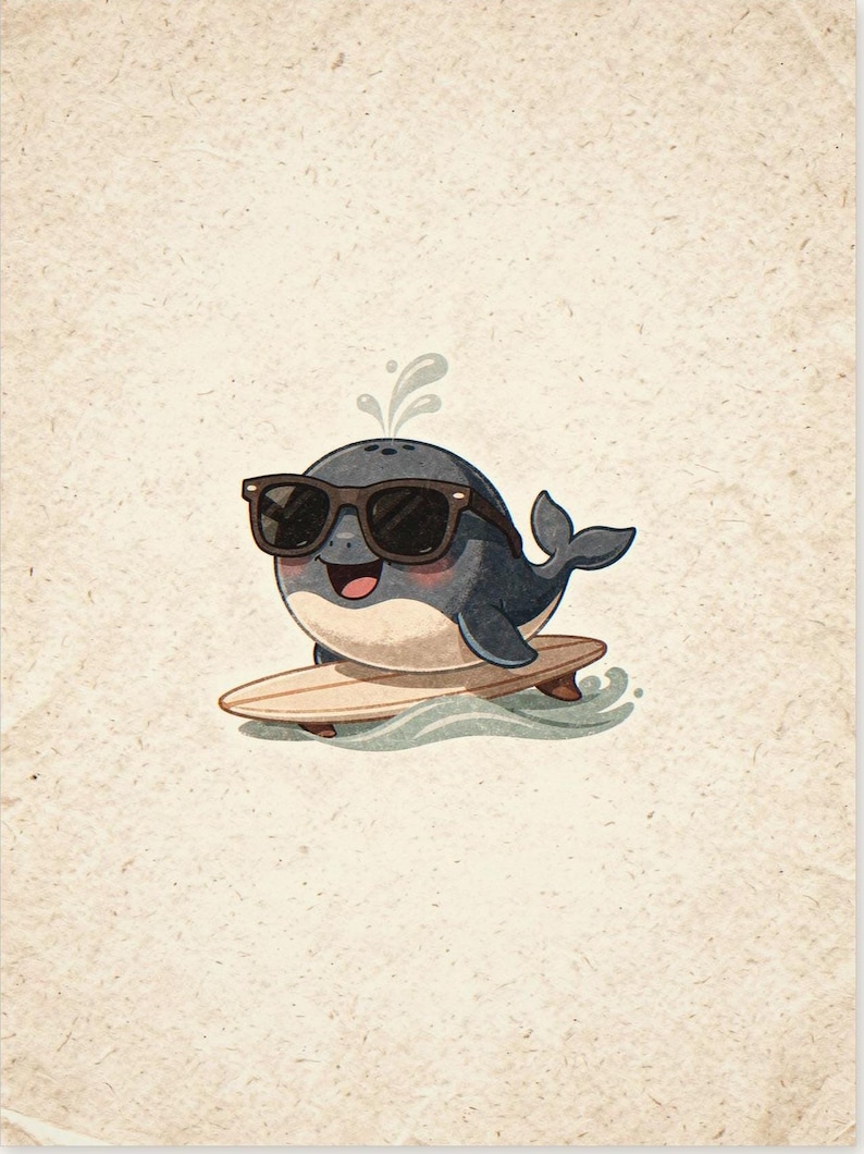 Whale Surfing Nursery Art