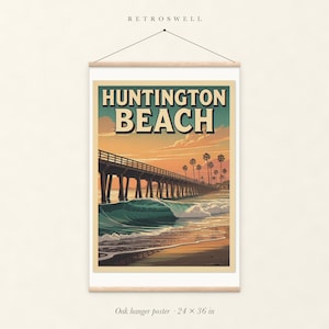 Huntington Beach Surf Travel Poster, Framed or Unframed Vintage Style Coastal Print image 5