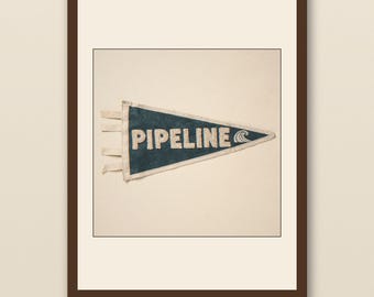 unternehmensleitung surfen Wimpelkette Print | Banzai PIline Hawaii Wandkunst | Vintage Filz Wimpel | Nordküste Oahu Brandung
