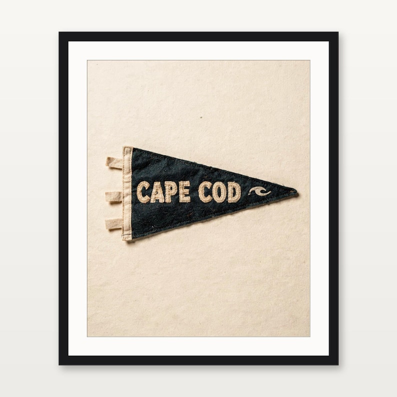 Cape Cod, Massachusetts Surf Pennant Print | Vintage Felt Pennant Art | Beach House Decor | Retro Surf Wall Art | Printable Digital Download image 3