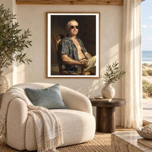 Calvin Coolidge Surfer Art Print | Funny President Hawaiian Shirt Portrait (Digital Download) image 5