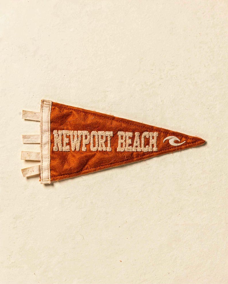 Newport Beach, California Surf Pennant Print | Vintage Felt Pennant Art | Beach House Decor | Retro Surf Wall Art | Printable Digital Downlo image 2