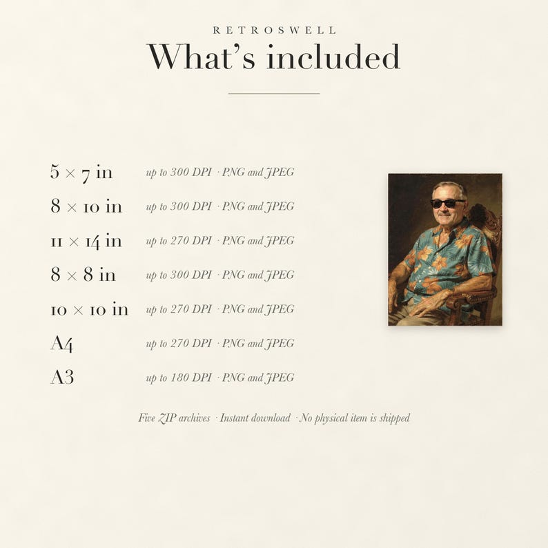 Files included with the Harry S. Truman digital download: print sizes and resolutions.