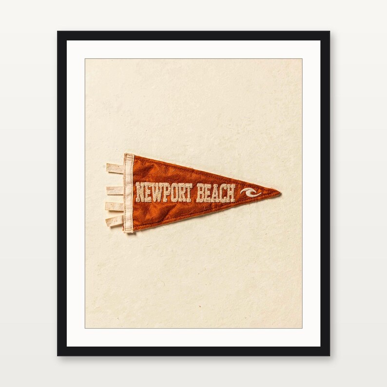 Newport Beach, California Surf Pennant Print | Vintage Felt Pennant Art | Beach House Decor | Retro Surf Wall Art | Printable Digital Downlo image 3