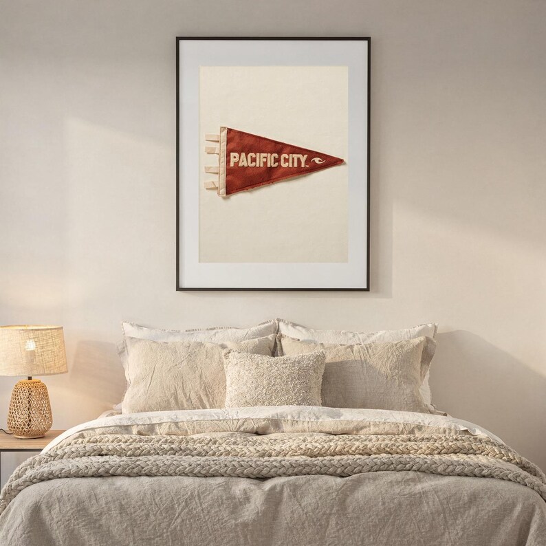 Pacific City, Oregon Surf Pennant Print | Vintage Felt Pennant Art | Beach House Decor | Retro Surf Wall Art | Printable Digital Download image 6