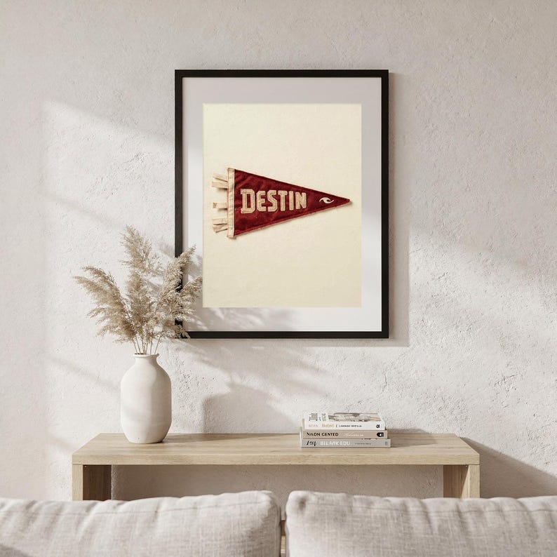 Destin, Florida Surf Pennant Print | Vintage Felt Pennant Art | Beach House Decor | Retro Surf Wall Art | Printable Digital Download image 5