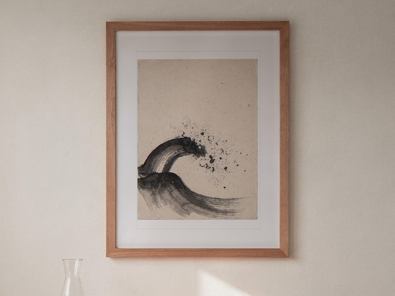 Sumi-e Wave Ink Painting (Digital Download)