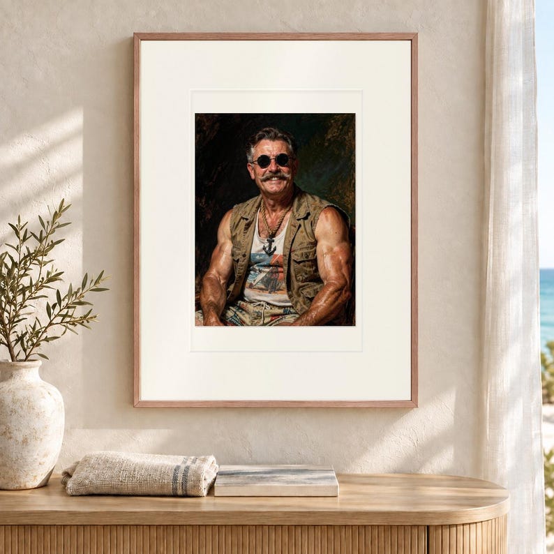 Teddy Roosevelt Surfer Oil Painting
