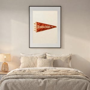 Hermosa Beach, California Surf Pennant Print | Vintage Felt Pennant Art | Beach House Decor | Retro Surf Wall Art | Printable Digital Downlo image 8