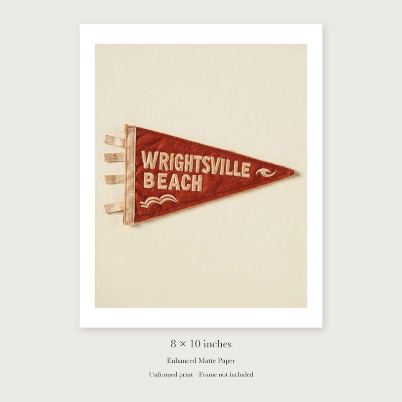 Wrightsville Beach Surf Pennant Art Print, Framed or Unframed Coastal Poster image 7