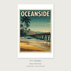 Oceanside California Surf unframed 12 by 18 inch print on enhanced matte paper, shown with its white paper border.