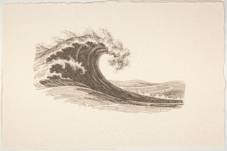 Vintage Wave Etching Print | Vintage Surf Wall Art (Digital Download) image 6