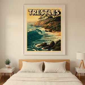 Trestles California Surf Poster | Vintage Surf Travel Poster | Retro Beach Wall Art | Coastal Decor Printable image 7