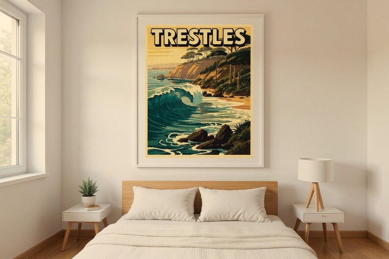 Trestles California Surf Poster | Vintage Surf Travel Poster | Retro Beach Wall Art | Coastal Decor Printable image 7