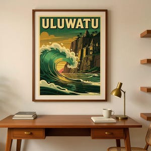 Uluwatu Bali Surf Poster | Vintage Surf Travel Poster | Retro Beach Wall Art | Coastal Decor Printable image 6