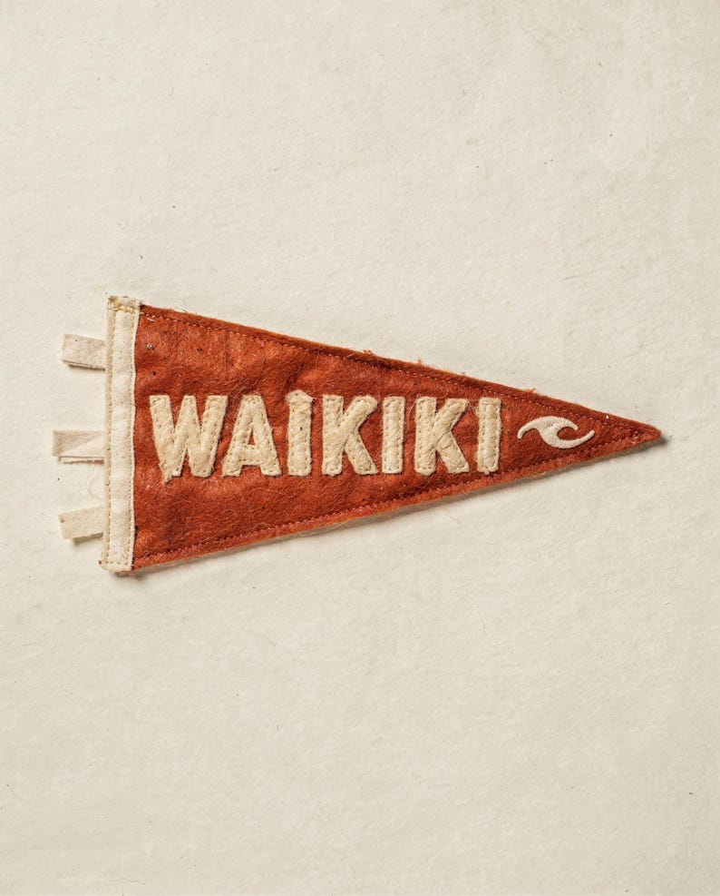 Waikiki Surf Pennant Art Print, Framed or Unframed Coastal Poster image 10