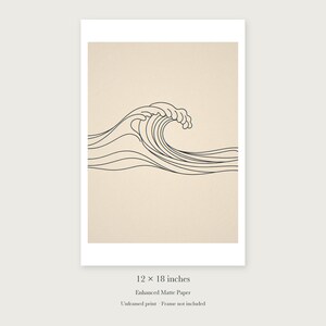 Breaking Wave Line unframed 12 by 18 inch print on enhanced matte paper, shown with its white paper border.