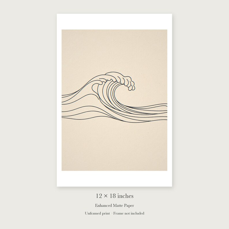 Breaking Wave Line unframed 12 by 18 inch print on enhanced matte paper, shown with its white paper border.