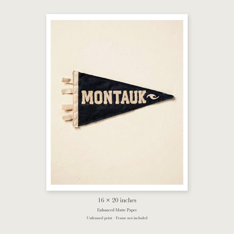 Montauk Surf Pennant unframed 16 by 20 inch print on enhanced matte paper, shown with its white paper border.
