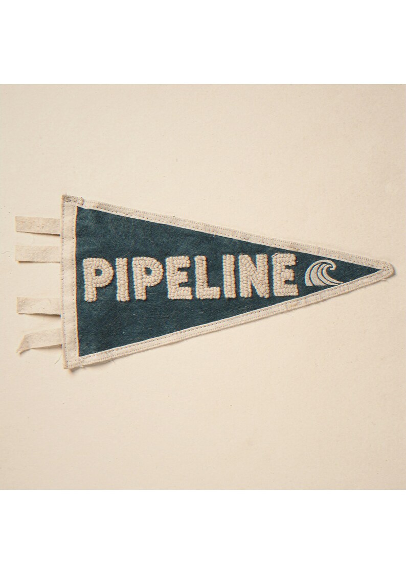 Pipeline surf pennant unframed printed artwork and full composition with its paper border.