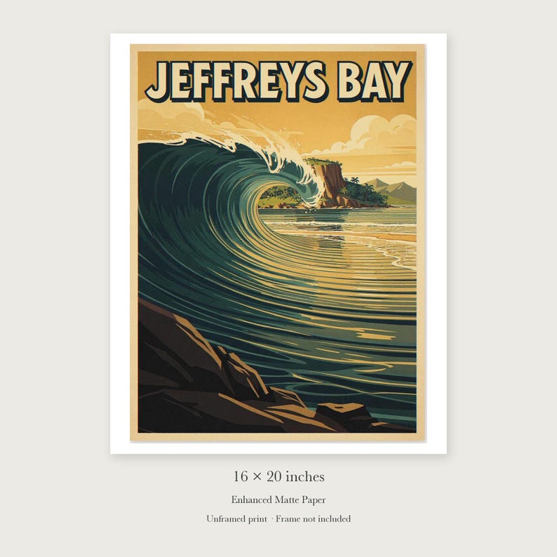 Jeffreys Bay Surf unframed 16 by 20 inch print on enhanced matte paper, shown with its white paper border.