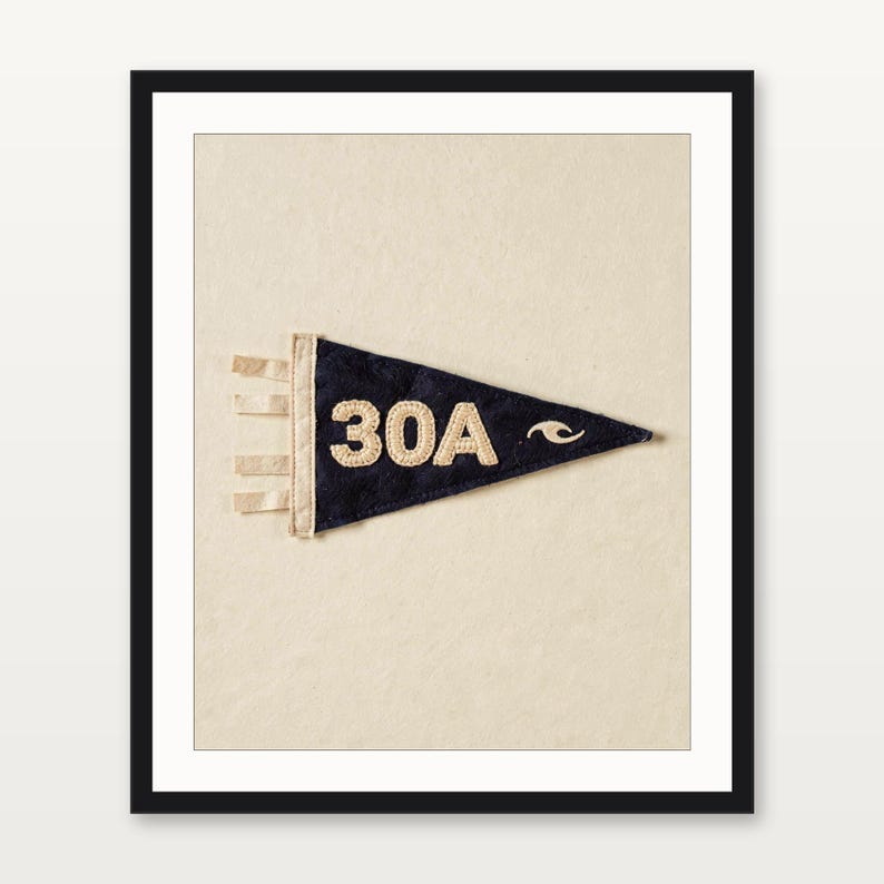 Scenic Highway 30A, Florida Surf Pennant Print | Vintage Felt Pennant Art | Beach House Decor | Retro Surf Wall Art | Printable Digital Down image 3
