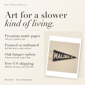 Malibu Surf Pennant Art Print, Framed or Unframed Coastal Poster image 11